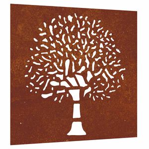 vidaXL Vrtna stenska dekoracija 55x55 cm corten jeklo drevo