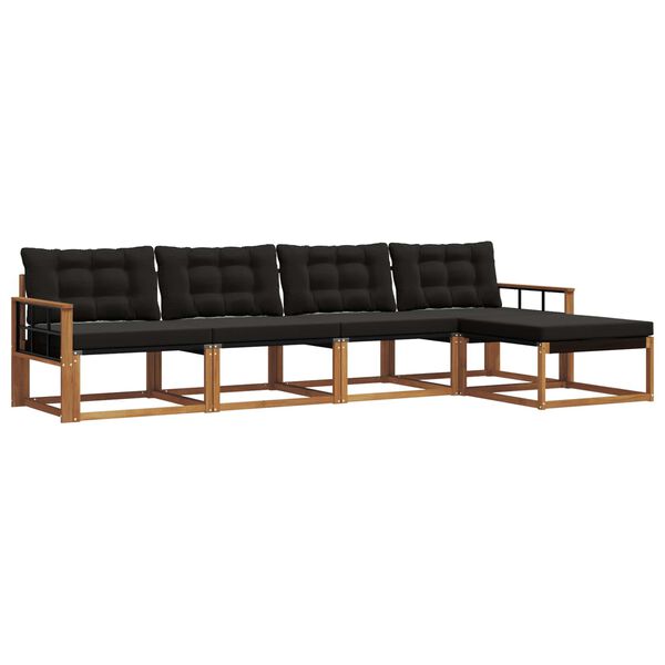 vidaXL Zunanja garnitura za sedenje z blazino 5 pcs Naravna in črna