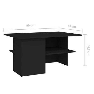 vidaXL Klubska mizica črna 90x60x46,5 cm iverna plošča