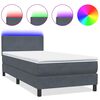 vidaXL Box spring postelja z vzmetnico LED temno siva 100x210 cm žamet