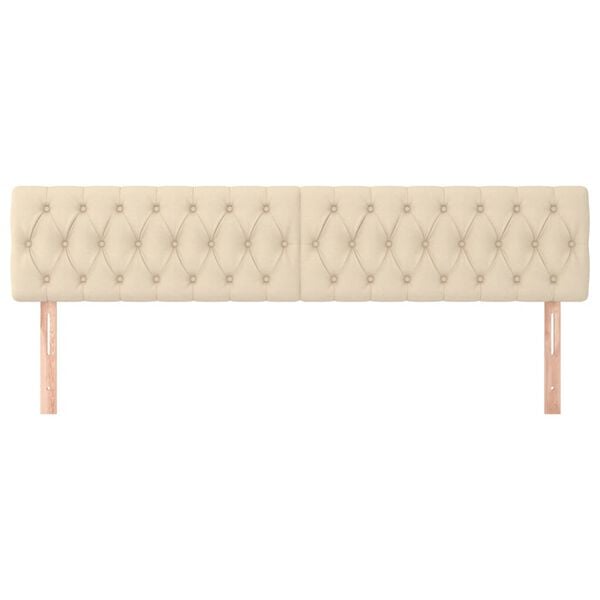 vidaXL Posteljno vzglavje krem 180x7x78/88 cm blago