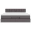 vidaXL Otomanski posteljni okvir z vzmetnico siv 160x200 cm um. usnje