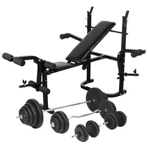 vidaXL Vadbena klop s kompletom uteži in stojalom 120 kg