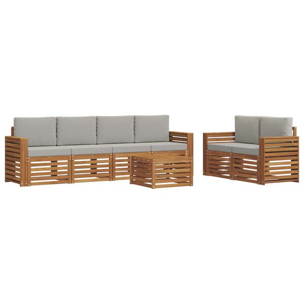 vidaXL Sedežne garniture z blazino 7 pcs Naravna in svetlo siva
