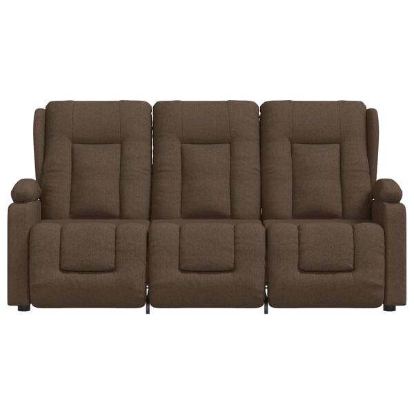 vidaXL Masažni trosed z držali za skodelico rjavo blago