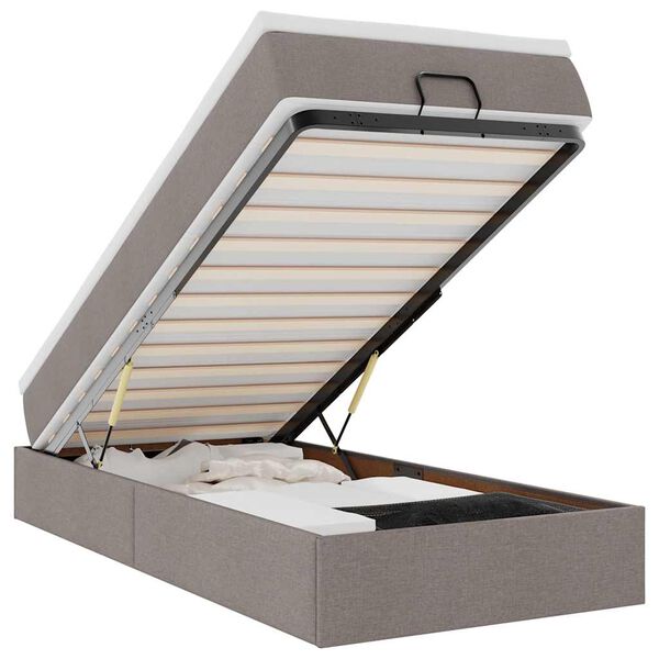 vidaXL Otomanski posteljni okvir z vzmetnico taupe 90x190 cm blago