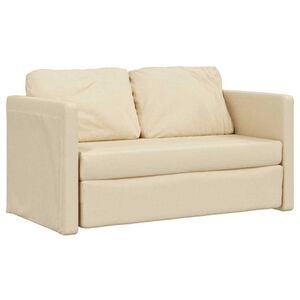 vidaXL Talni raztegljiv kavč 2 v 1 krem 112x174x55 cm blago
