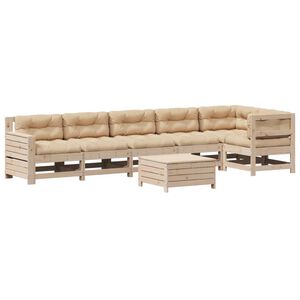 vidaXL Vrtna sedežna garnitura 7-delna z blazinami trdna borovina