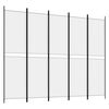 vidaXL Paravan 5-delni bel 250x200 cm blago