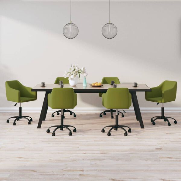 vidaXL Vrtljivi jedilni stoli 6 kosov svetlo zelen žamet