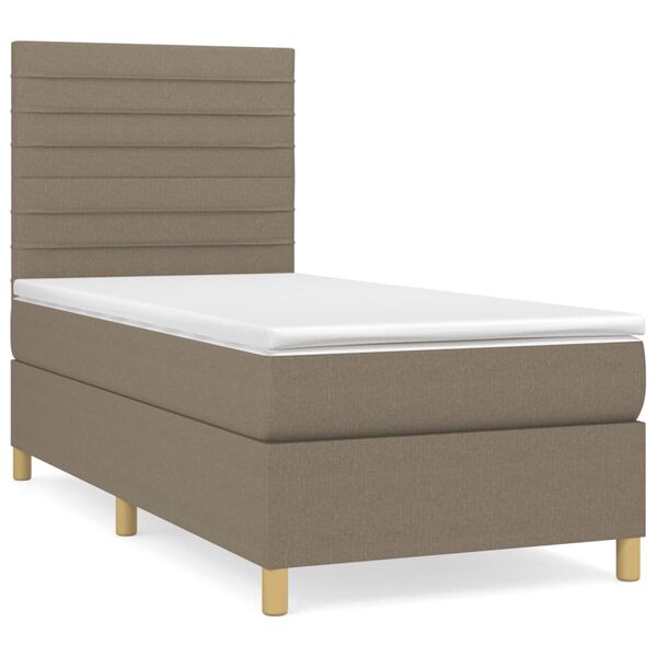 vidaXL Box spring postelja z vzmetnico taupe 90x190 cm blago