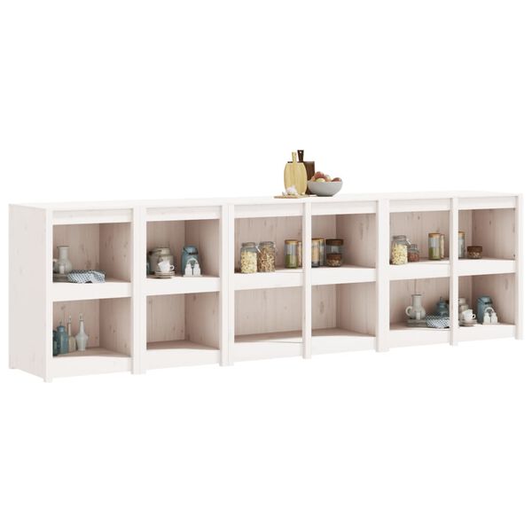 vidaXL Zunanja kuhinjska omarica 4 kosi bela trdna borovina