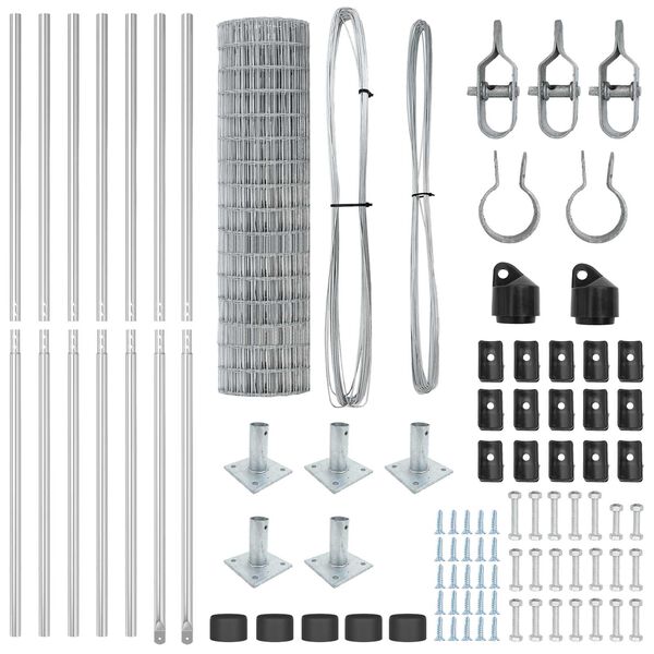 vidaXL Ograja s stebrom srebrna 1,2 x 10 m Jeklo