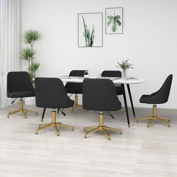 vidaXL Vrtljivi jedilni stoli 6 kosov črn žamet