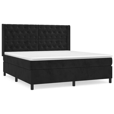 vidaXL Box spring postelja z vzmetnico črna 160x200 cm žamet