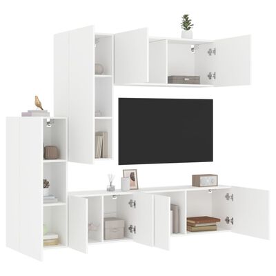 vidaXL Komplet TV omaric 5-delni bel inženirski les