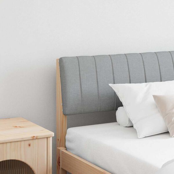 vidaXL Tapecirano vzglavje Svetlo siva 200 cm Masivno borovo les