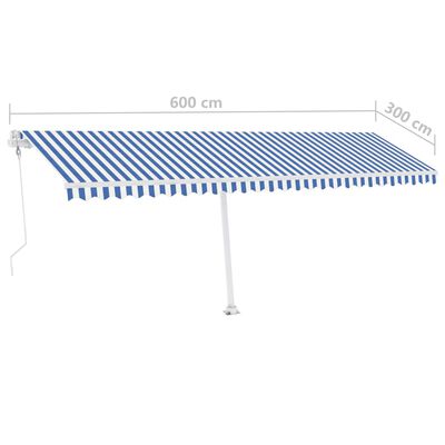 vidaXL Prostostoječa avtomatska tenda 600x300 cm modra/bela