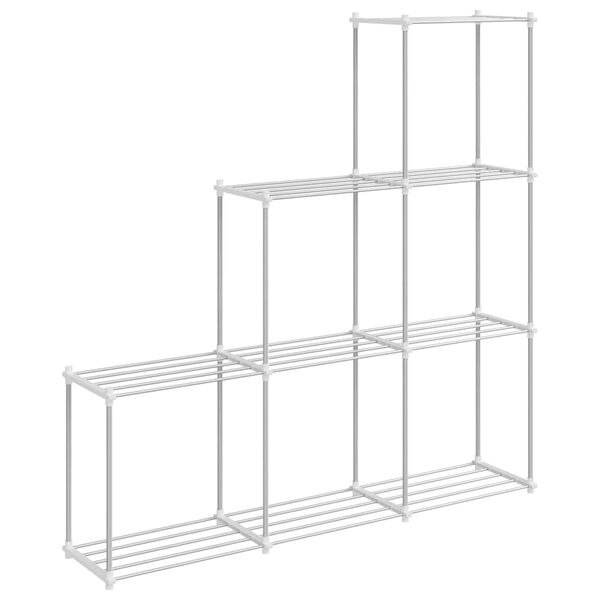 vidaXL Tubular Shelf s shranjevanjem Bela 129 x 27 x 132 cm Aluminij