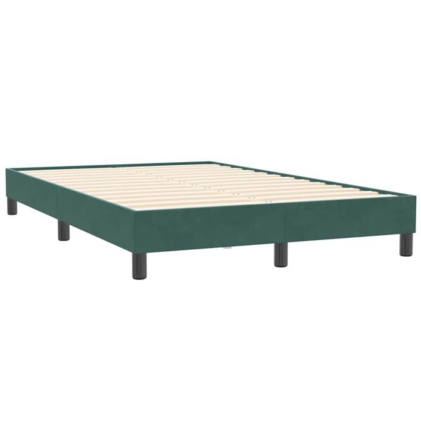 vidaXL Box spring postelja z vzmetnico temno zelena 120x210 cm žamet