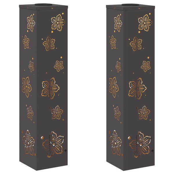 vidaXL Solarno LED svetilo za pot 2 pcs Črna Medenina