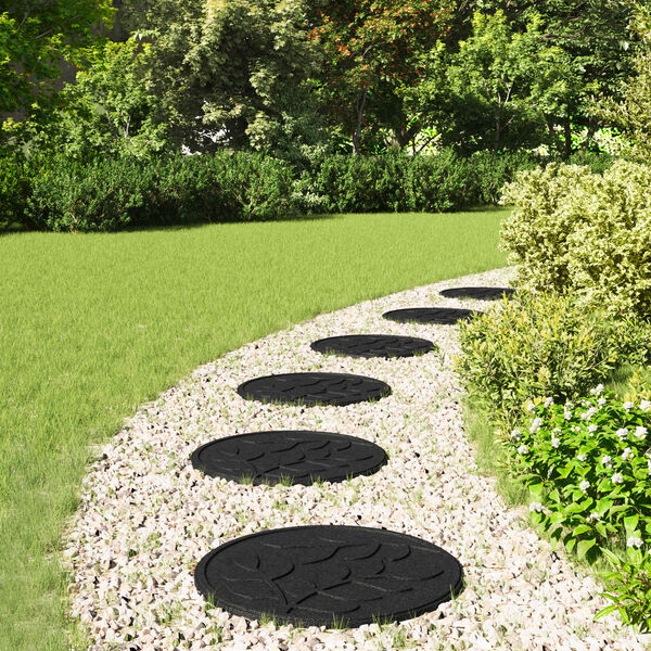 vidaXL Korak kamen 6 pcs Črna &Oslash; 44 x 2 cm Guma