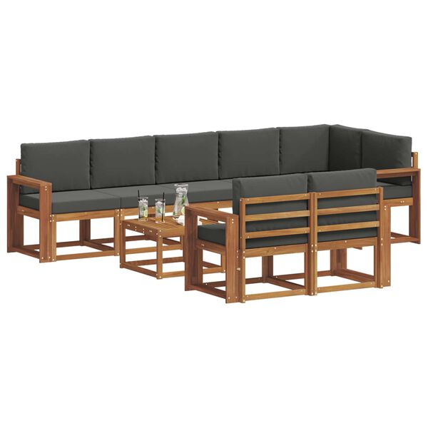 vidaXL Zunanja garnitura za sedenje 9 pcs Naravna in antracitna