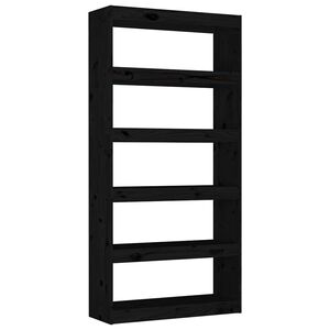 vidaXL Knjižna omara/pregrada črna 80x30x167,4 cm trdna borovina