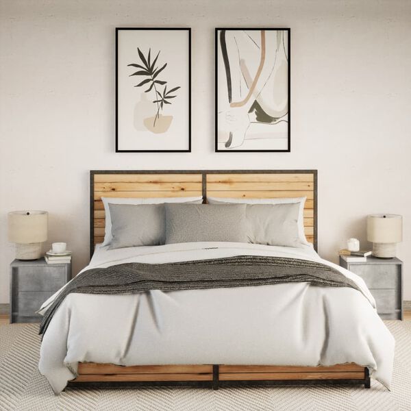 vidaXL Nočna omarica z LED lučkami 2 kosa betonsko siva inženirski les