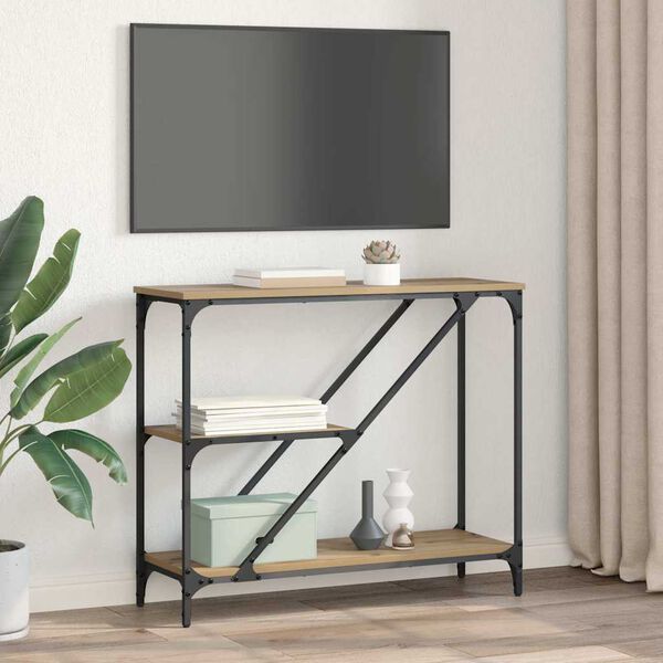 vidaXL Konzolna miza Umetni hrast 88,5 x 30 x 75 cm Konstruiran les