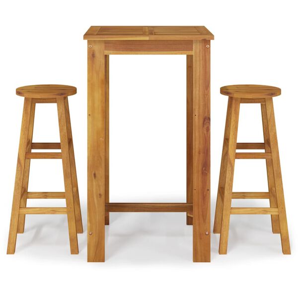 vidaXL Vrtna barska garnitura 3-delna trden akacijev les