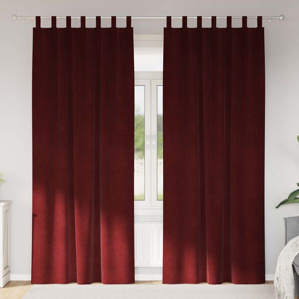 vidaXL Zatemnitvene zavese 2 pcs Vinorodna rdeča 140 x 225 cm Žamet