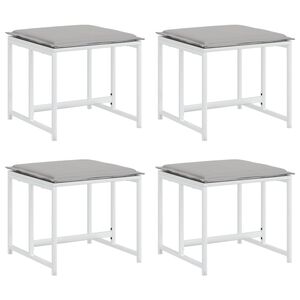 vidaXL Vrtni stolčki z blazinami 4 kosi belo jeklo in tekstilen