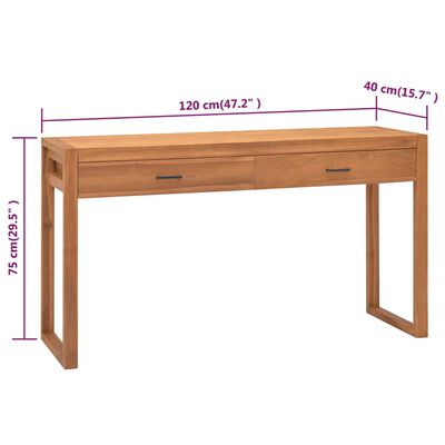 vidaXL Pisalna miza z 2 predaloma 120x40x75 cm trdna tikovina