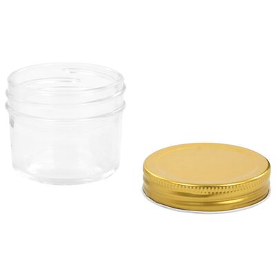 vidaXL Stekleni kozarci z zlatimi pokrovi 24 kosov 110 ml