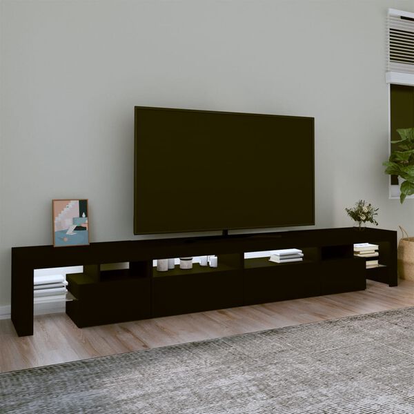 vidaXL TV omarica z LED lučkami črna 260x36,5x40 cm