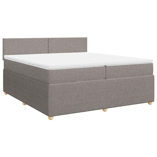 vidaXL Box spring postelja z vzmetnico taupe 200x200 cm blago