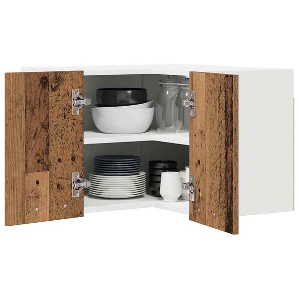 vidaXL Viseča omarica Staro les in bela 57 x 57 x 40 cm