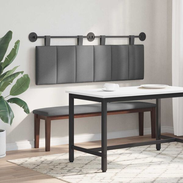 vidaXL Visoki naslon za glavo Črtasto Temno siva 150 x 55 x 5 cm blago