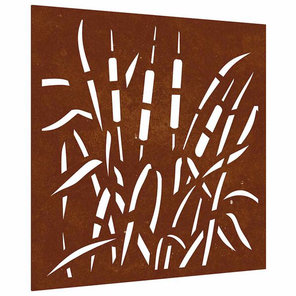 vidaXL Vrtna stenska dekoracija 55x55 cm corten jeklo trava