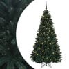 vidaXL Umetna božična jelka, temno zelena, z bučkami 180 cm 300 LED