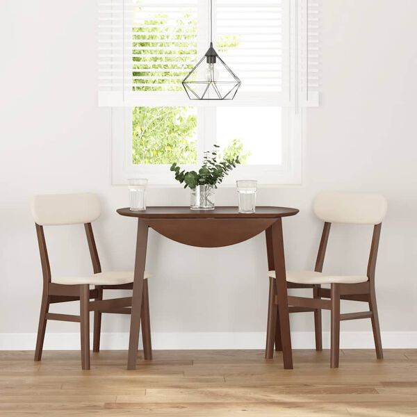 vidaXL Jedilni stoli z blazinami 2 kosa Brown Solid Wood Rubber