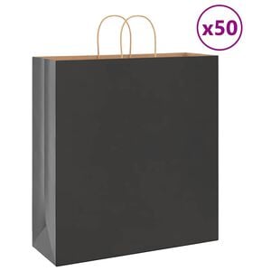 vidaXL Papirnate vrečke 50 kosov z ročaji črne barve 45x17x48 cm