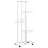 vidaXL 5-nadstropno stojalo za rože s kolesi 44x23x100 cm belo železo
