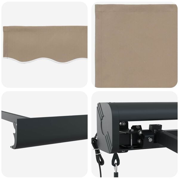 vidaXL Senčnik Bež 350 x 250 x 165 cm Poliester in aluminij