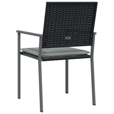 vidaXL Vrtni stoli z blazinami 4 kosi črni 54x62,5x89 cm poli ratan