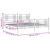 vidaXL Kovinski posteljni okvir z vzglavjem in vznožjem bel 180x200 cm