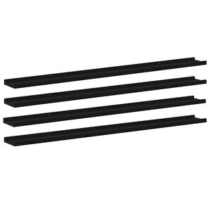 vidaXL Stenske police 4 kosi črne 115x9x3 cm