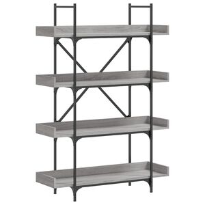 vidaXL Knjižna omara 4-nadstropna siva sonoma 100x33x145,5 cm inž. les