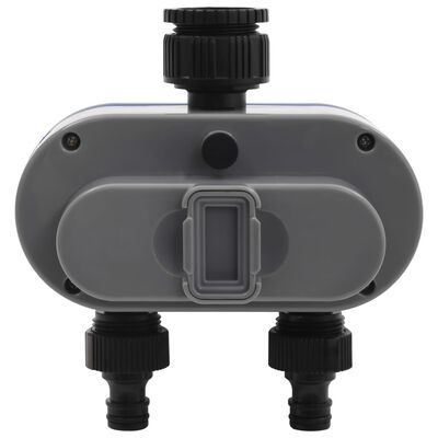 vidaXL Digitalni časovnik za zalivanje dvojni s senzorjem za dež
